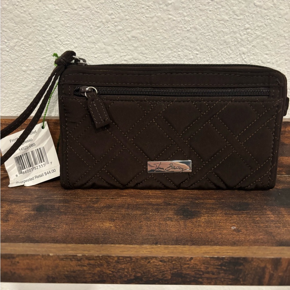 Vera Bradley Front Zip Wristlet/Wallet in Espresso-NWT